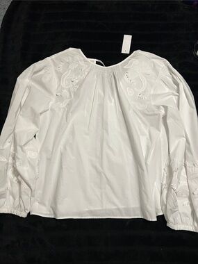 White Embroidered Peasant Blouse, Loft  - Women